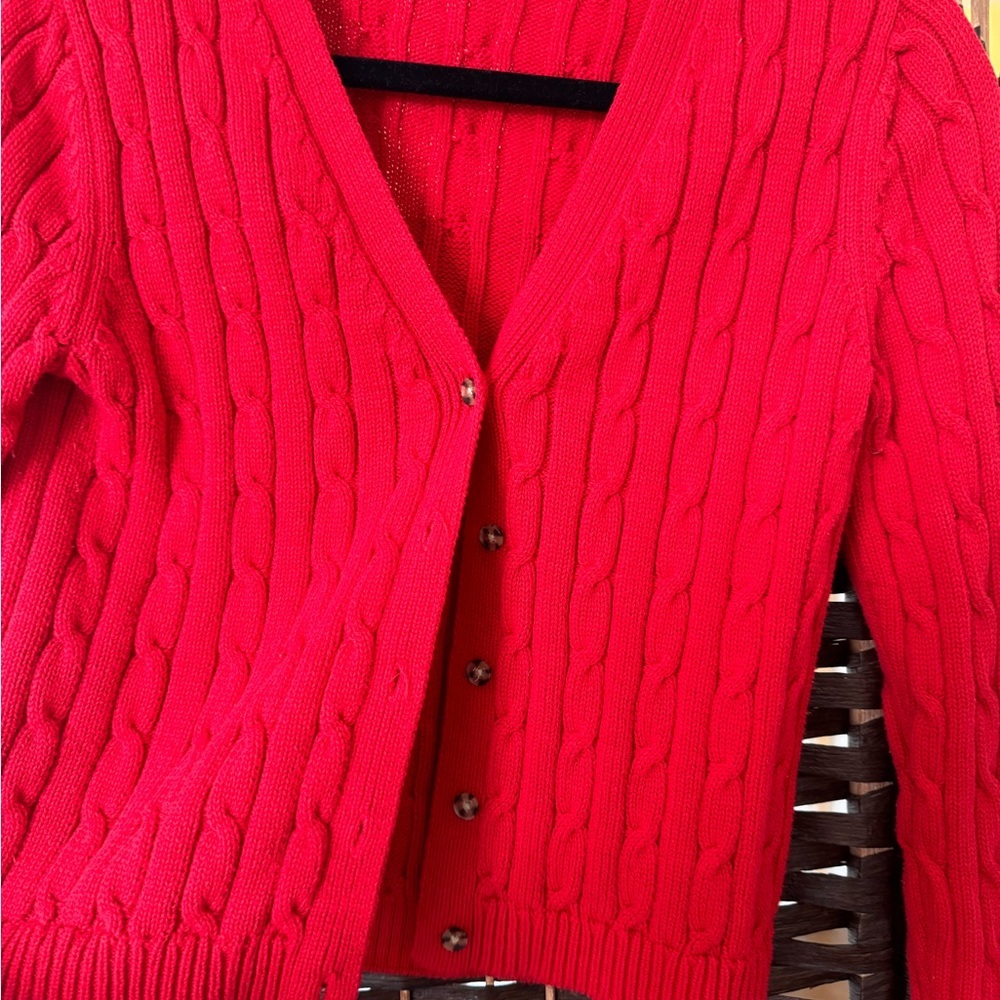 Red Cable Knit Women's Sweater